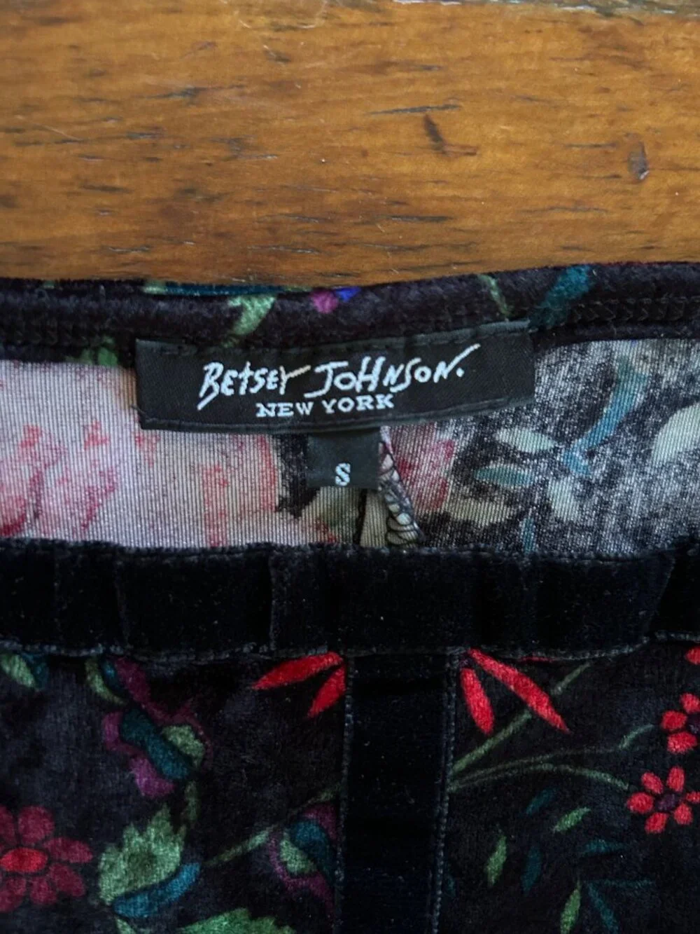 Vintage Betsey Johnson New York Velvet Floral Maxi Dress - Picture 8 of 8